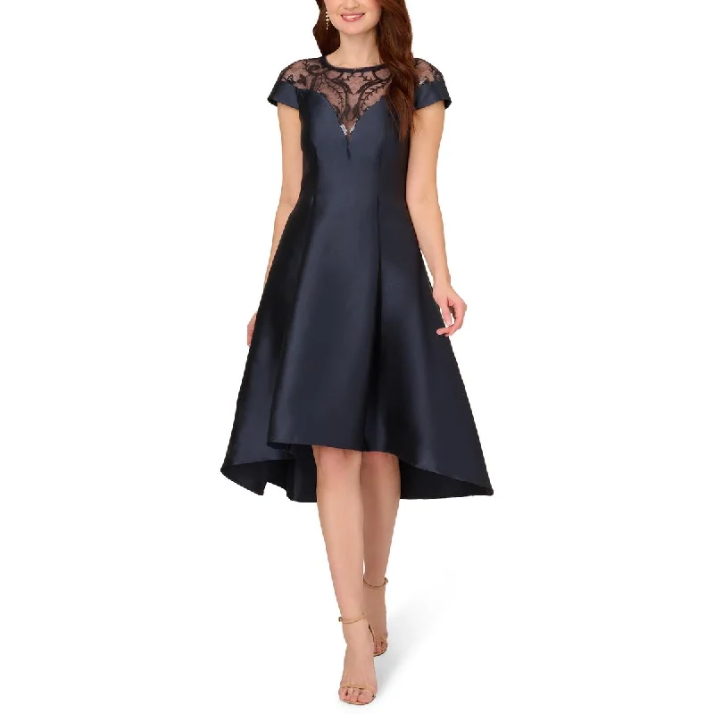 Adrianna Papell Womens Mikado Hi-Low Fit & Flare Cocktail And Party Dress