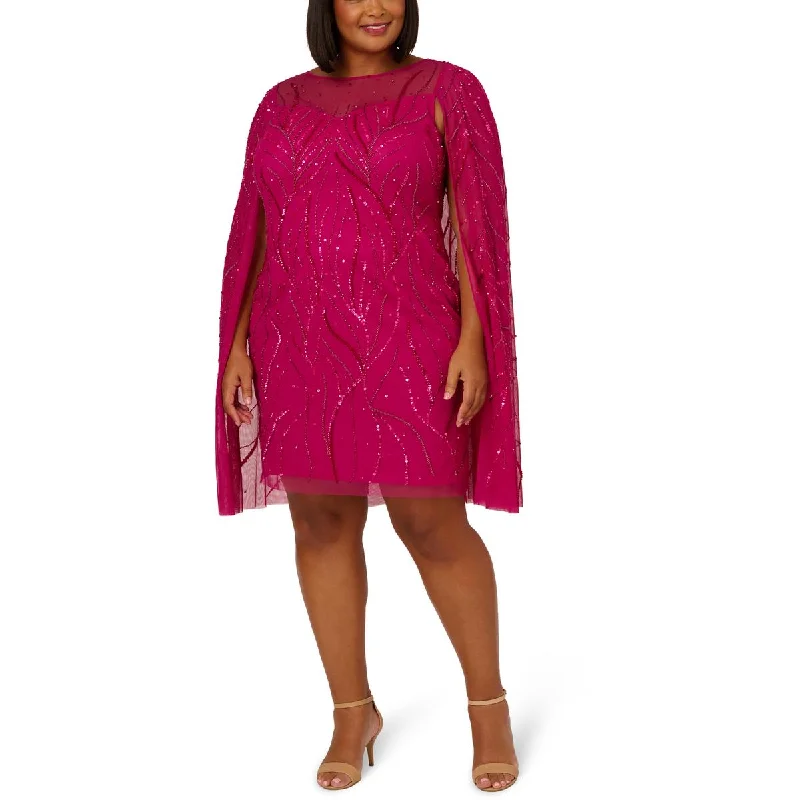 Adrianna Papell Womens Beaded Sequin Cocktail And Party Dress