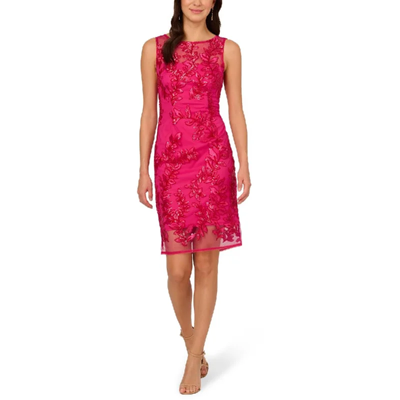 Adrianna Papell Womens Sequin Embroidered Cocktail And Party Dress