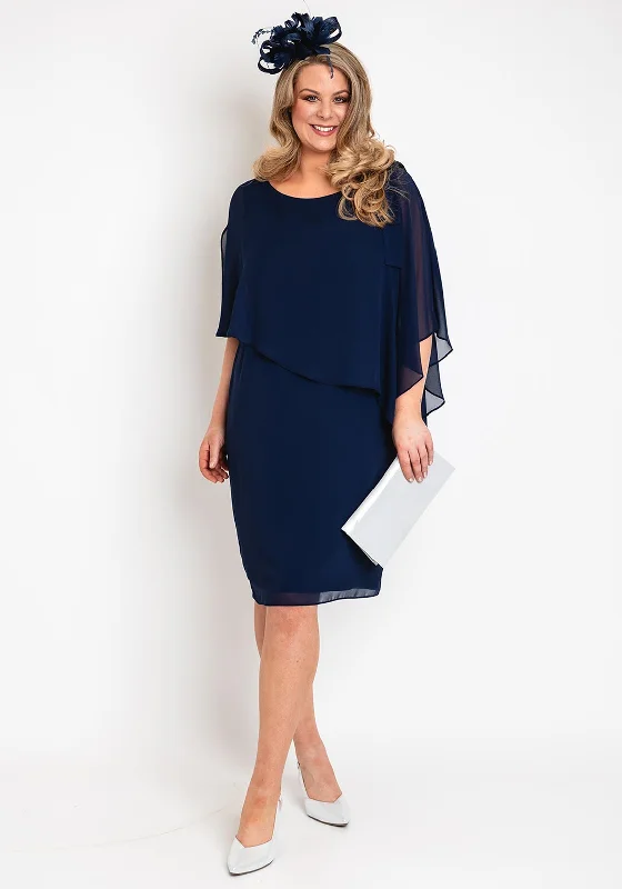 Allison Chiffon Overlay Midi Dress, Navy