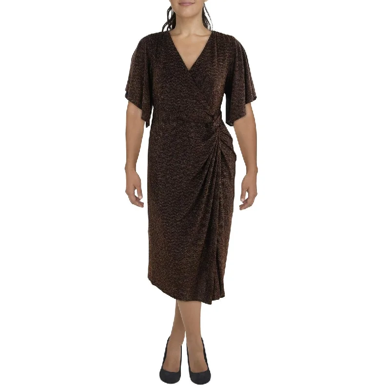 Avenue Womens Plus Twist Front Long Cocktail And Party Dress