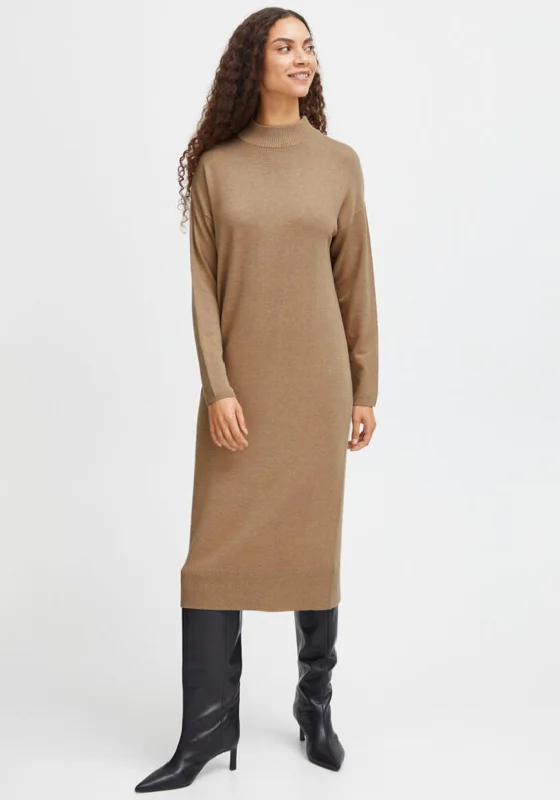 B.Young Morla Knit Midi Dress, Beige