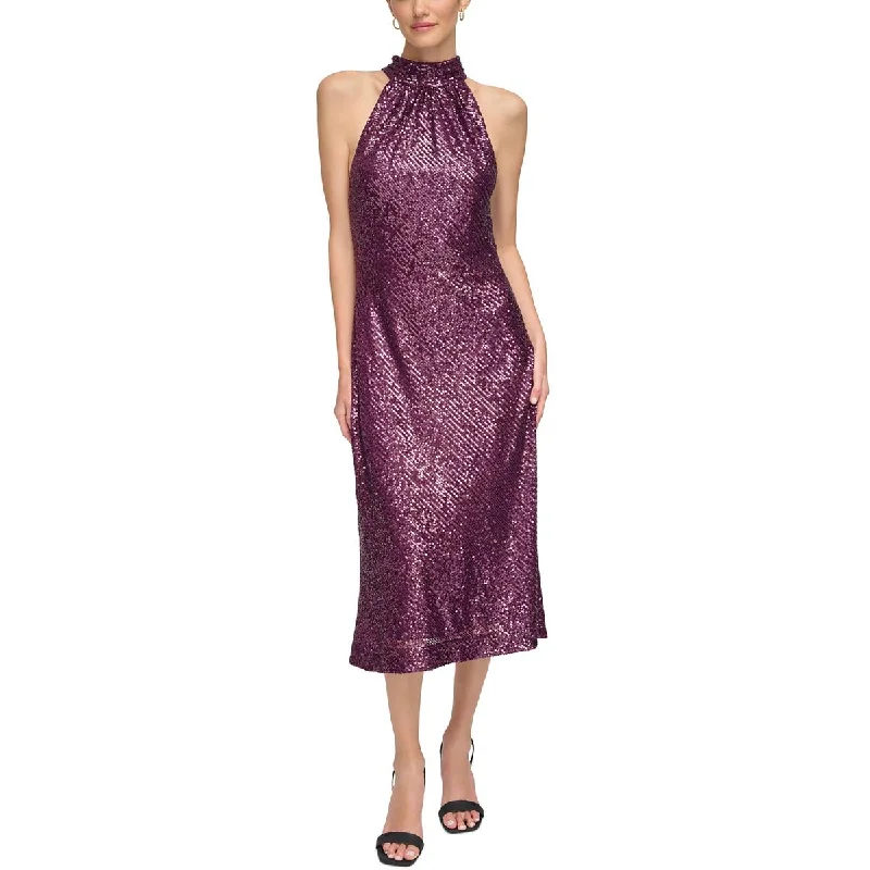 Calvin Klein Womens Midi Halter Cocktail And Party Dress