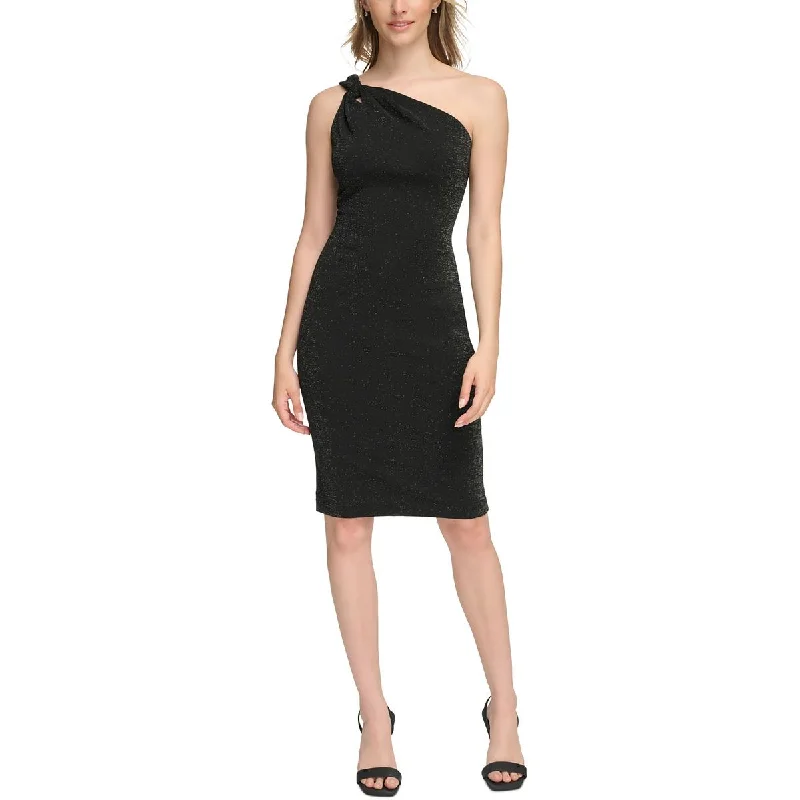 Calvin Klein Womens    One Shoulder Midi Cocktail And Party Dress