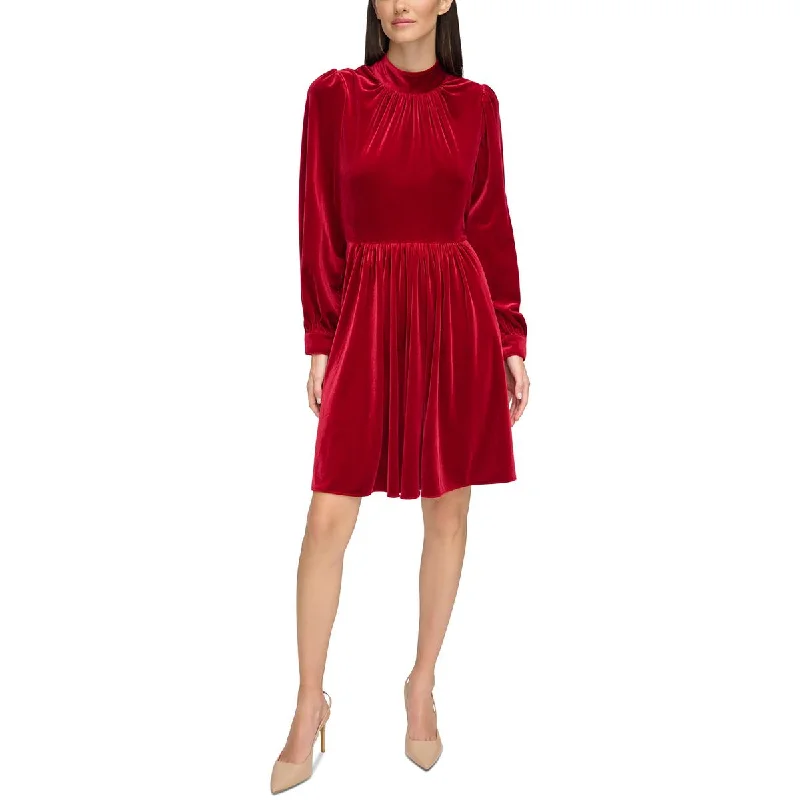 Calvin Klein Womens Velvet Mock Neck Cocktail And Party Dress