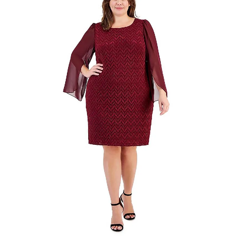 Connected Apparel Womens Plus Lace Mini Cocktail And Party Dress