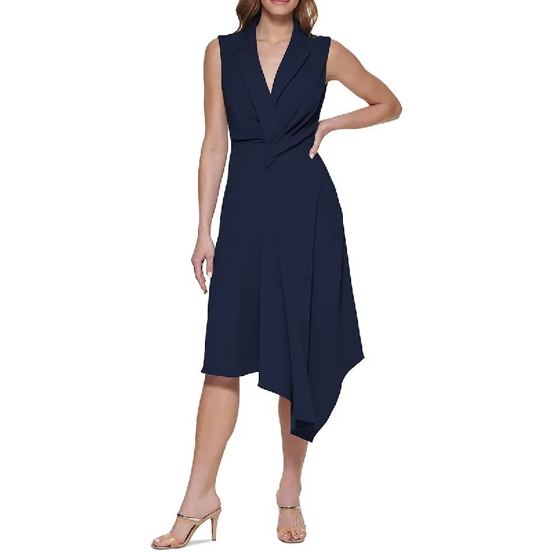 DKNY Womens Asymmetric Long Cocktail and Party Dress