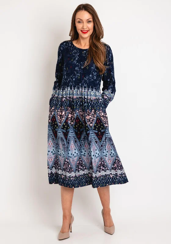 White Stuff Elisa Print Midi Dress, Navy