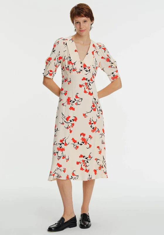 Weekend Exclusive Discounts Exquise Oriental Floral Collared Midi Dress, Multi