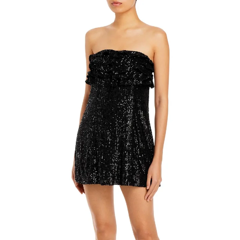 Free People Womens Frida Sequined Strapless Cocktail and Party Dress