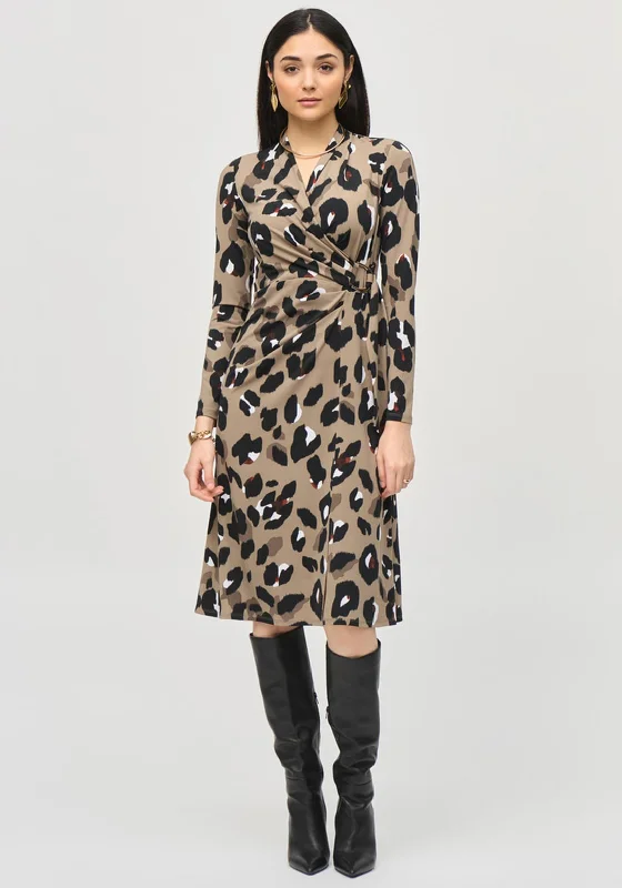 Joseph Ribkoff Leopard Print Midi Wrap Dress, Brown Multi