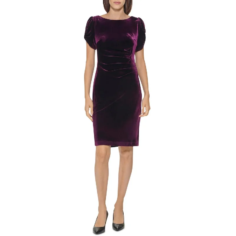 Karl Lagerfeld Paris Womens Velvet Ruched Cocktail and Party Dress