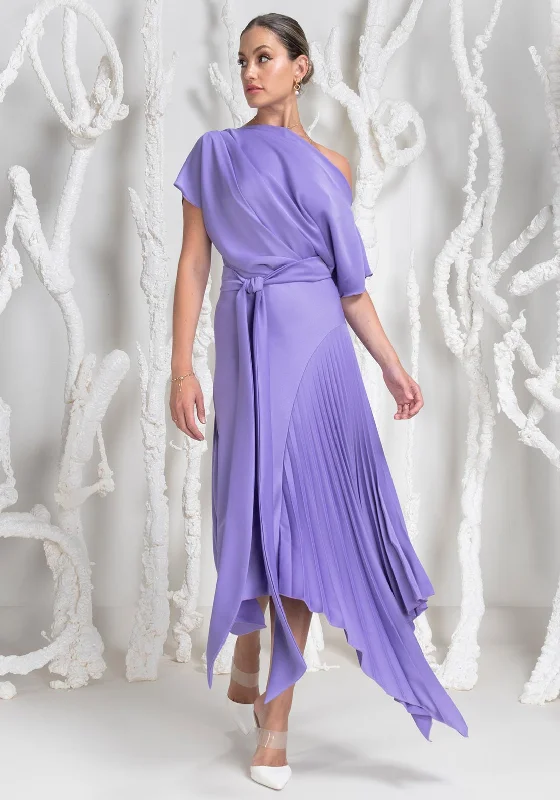 Kevan Jon Mila Pleat Drape Maxi Dress, Lilac