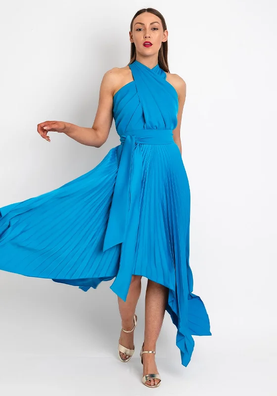 Kevan Jon Vienna Halter Neck Maxi Dress, Marine Blue