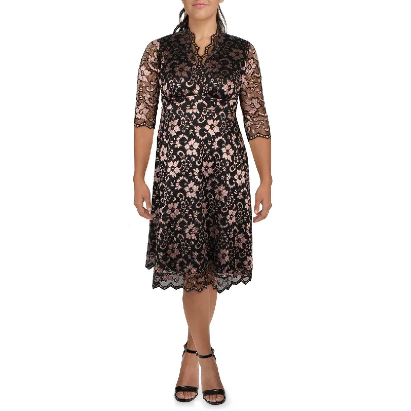 Kiyonna Womens Plus Lace Floral Cocktail And Party Dress