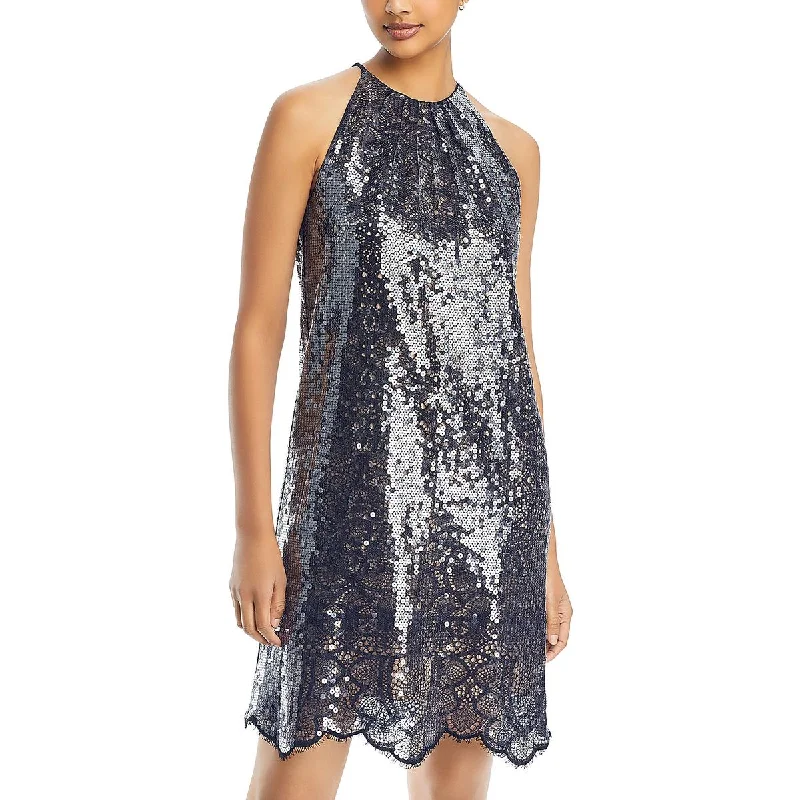 Kobi Halperin Womens MAYA Sequined Lace Overlay Cocktail And Party Dress