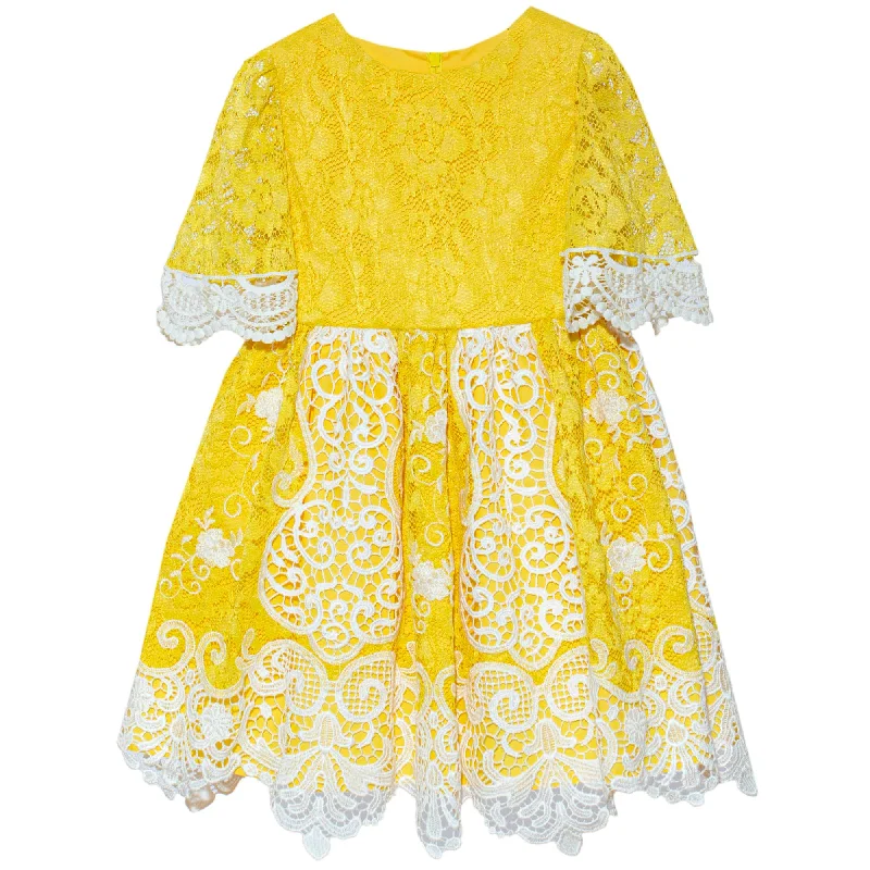 Lace And Yellow Party Dress