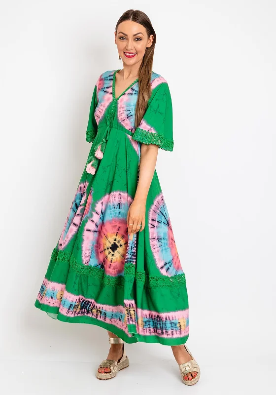 The Serafina Collection Tie Dye Print Maxi Dress, Green