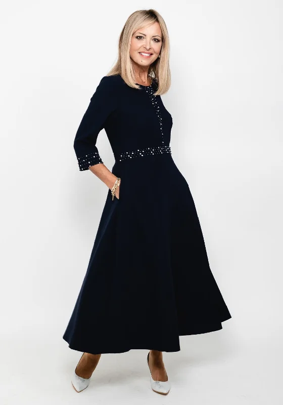 Lizabella Pearl and Diamante Detail Maxi Dress, Navy