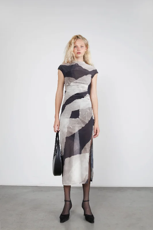 MAXI DRESS WITH ABSTRACT PRINT