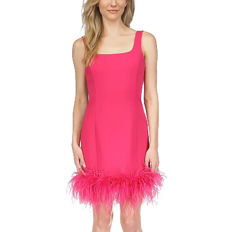 MICHAEL Michael Kors Womens Feather Trim Mini Cocktail And Party Dress