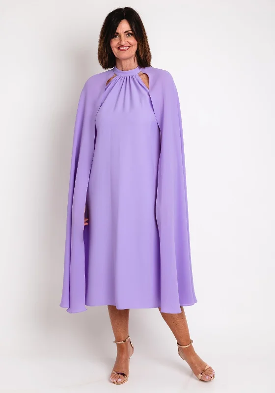 Moskada Mimosa Cape Sleeve Midi Dress, Purple