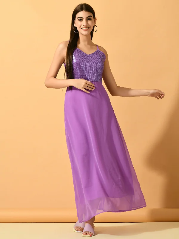 Myshka Women's Lavender Empire Party Dress