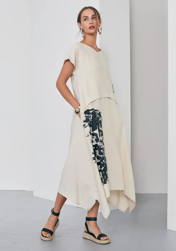 Naya Placement Print Maxi Dress, Linen & Black