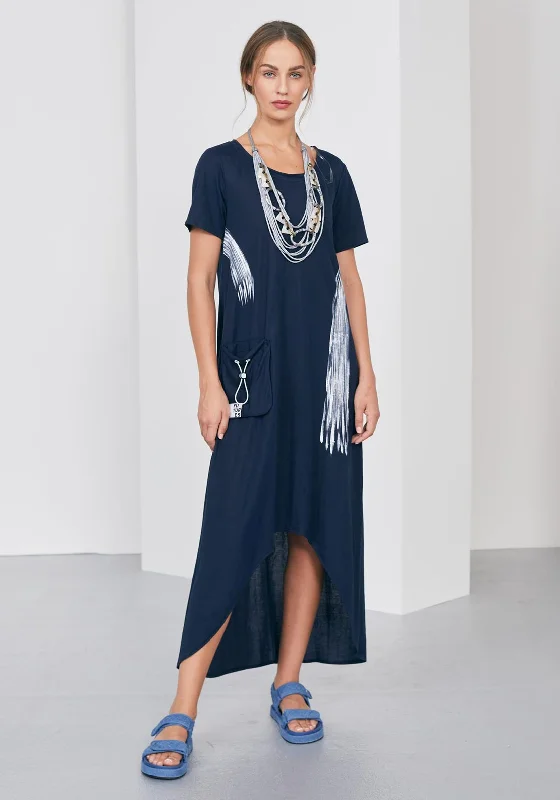 Naya Brushstroke Print Maxi Dress, Navy