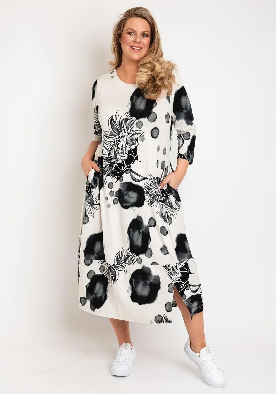 NOEN Floral Print Midi Dress, Grey