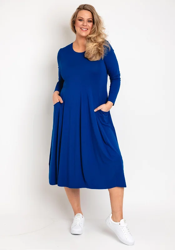 NOEN Round Neck Midi Jersey Dress, Cobalt