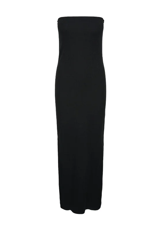 Pieces Ruka Tuba Ribbed Maxi Dress, Black