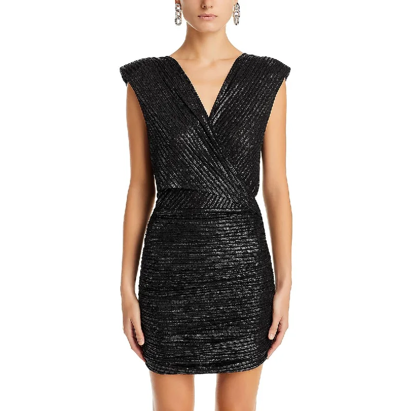 Ramy Brook Womens Alma Metallic Mini Cocktail And Party Dress