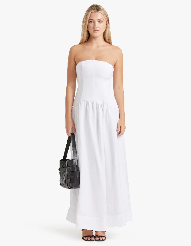 Blanc Strapless Panelled Maxi Dress - Ivory