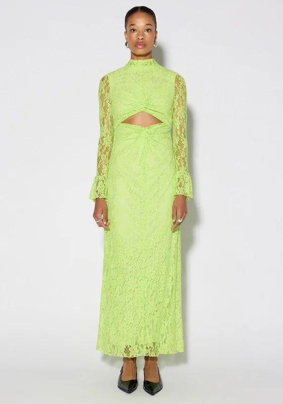 SOMETHINGNEW Natalie Cutout Lace Maxi Dress, Acid Lime