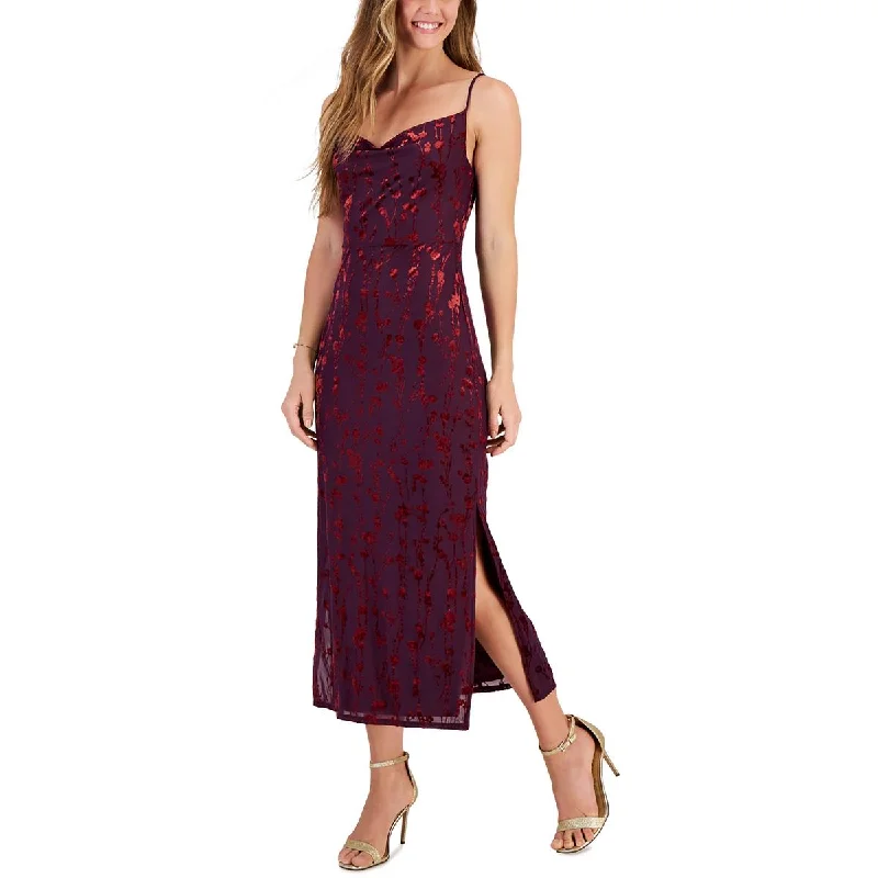 Taylor Womens Velvet Trim Long Cocktail And Party Dress