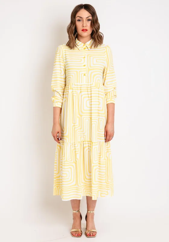 This Girl Curiosity Elora Geo Print Midi Dress, Yellow