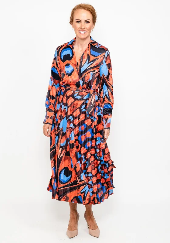 This Girl’s Curiosity Print Pleat Maxi Dress, Orange Multi