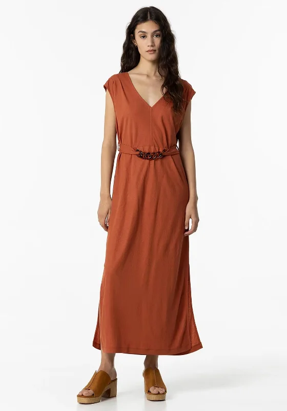 Tiffosi Menara Belted Midi Dress, Orange