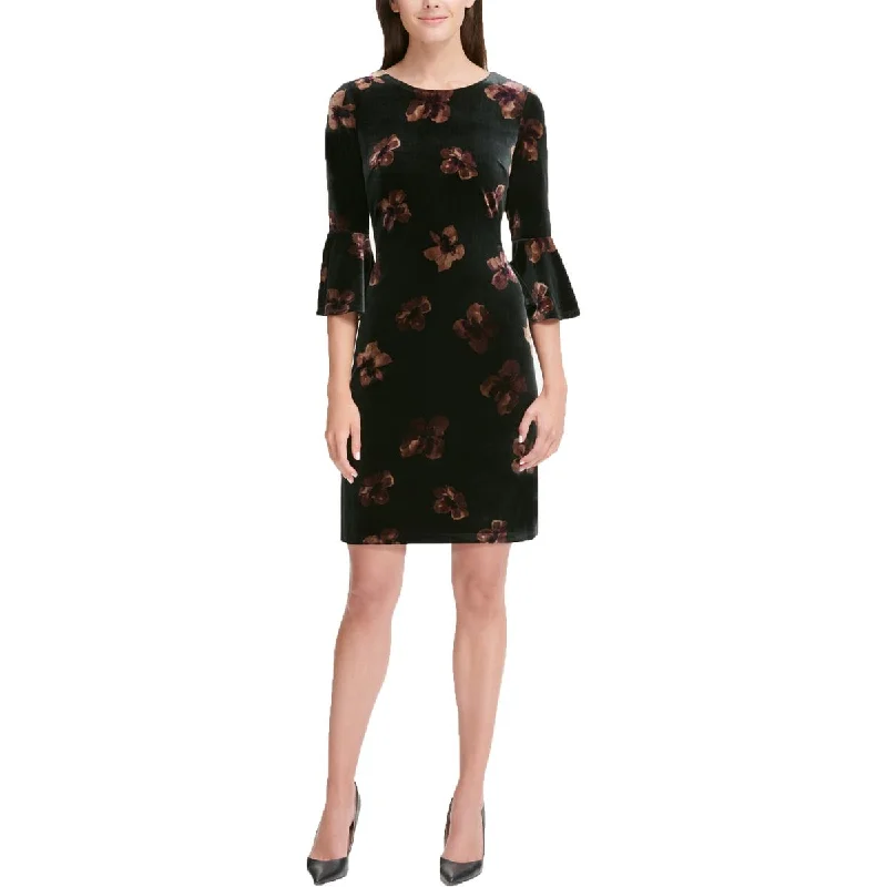 Tommy Hilfiger Womens Velvet Floral Print Party Dress