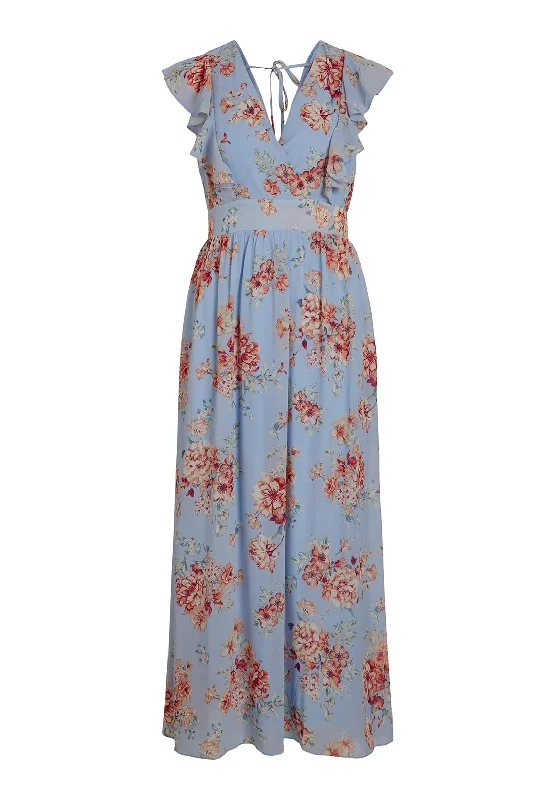 Vila Karin Floral Print Maxi Dress, Kentucky Blue