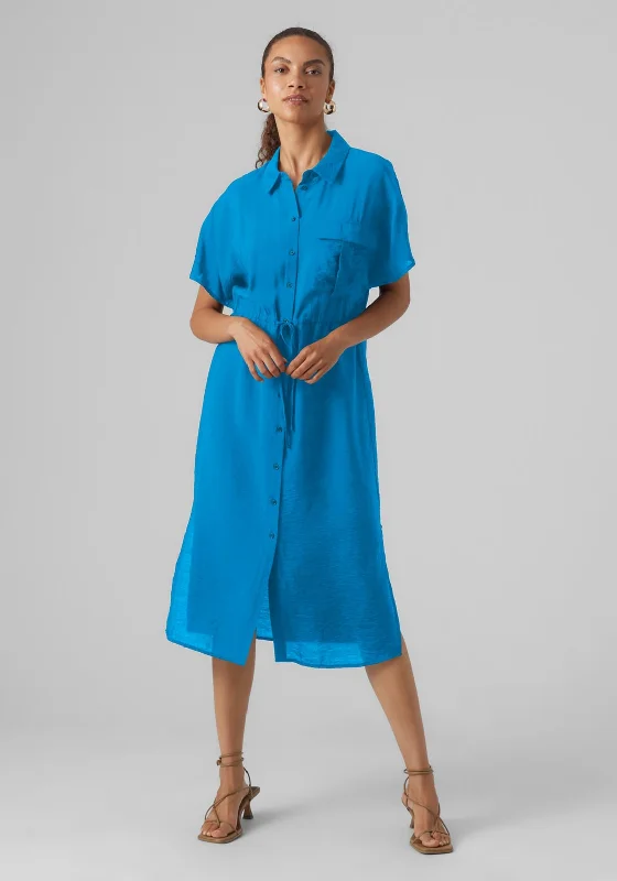 Vero Moda Iris Shirt Midi Dress, Ibiza Blue