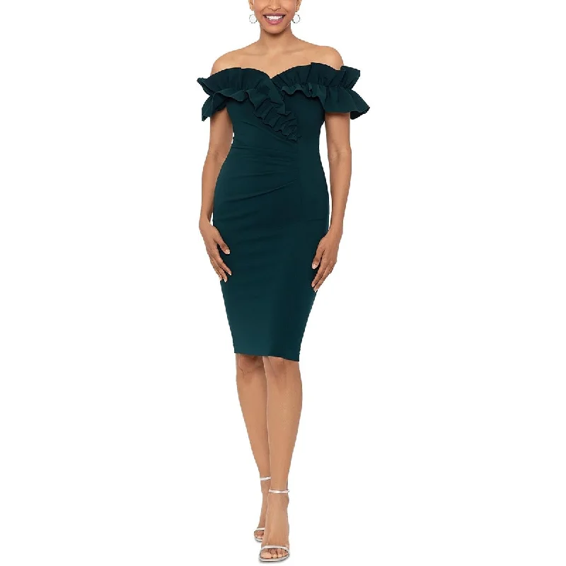 Xscape Womens Off-The-Shoulder Knee-Length Cocktail And Party Dress