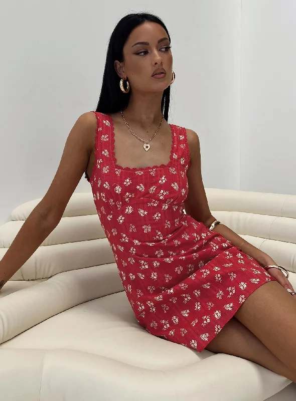 Dasha Mini Dress Red Floral