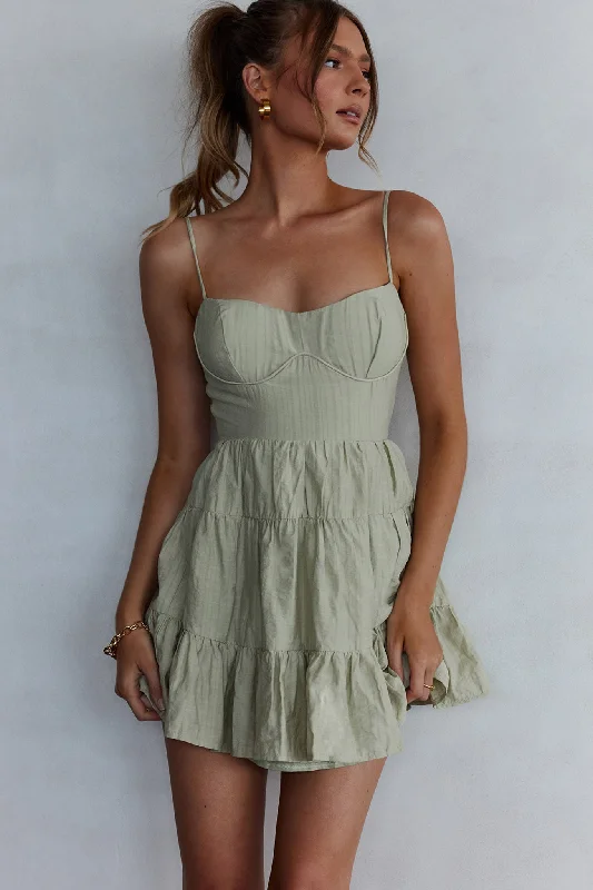 Season-End Deals Galilea Tied Back Mini Dress Sage