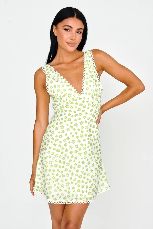 Miss Divine V-Neck Sun Dress Flower Pea