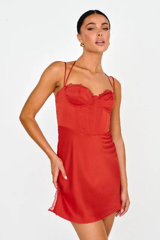 Wishing On A Star Bustier Mini Dress Red