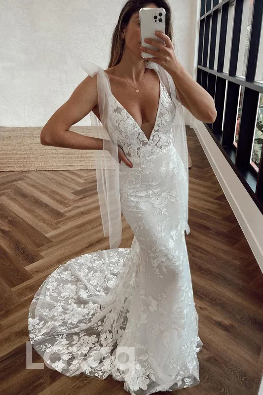 Weekend Offers Galore 13581 - Plunging V-neck Allover Lace Wedding Dress Mermaid Bridal Gown Weekend Offers Galore 13581 - Plunging V-neck Allover Lace Wedding Dress Mermaid Bridal Gown
