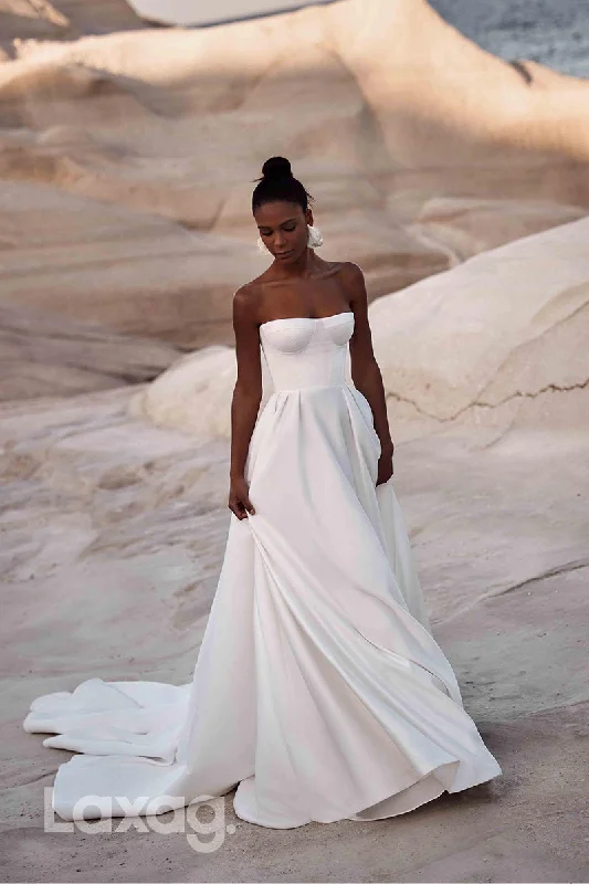 15749 - A Line Sweetheart Satin Elegant Wedding Dress